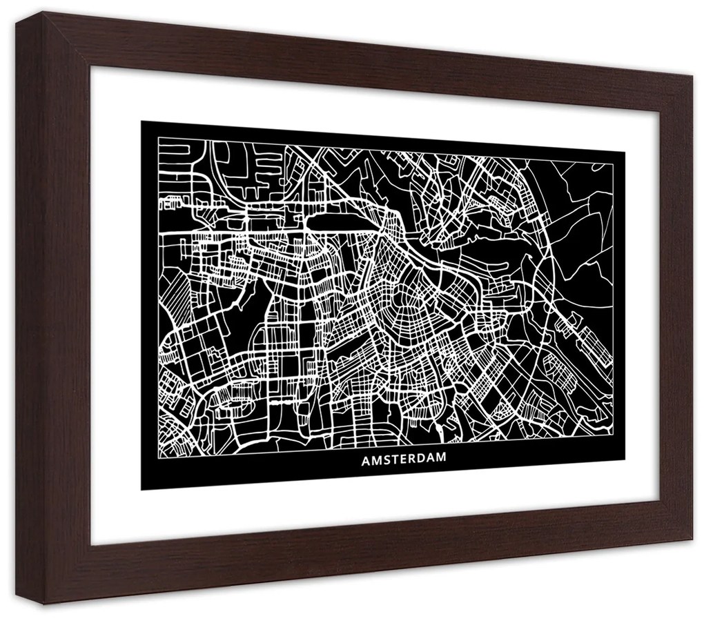 Gario Plagát Plán mesta Amsterdam Farba rámu: Bez rámu, Rozmery: 45 x 30 cm