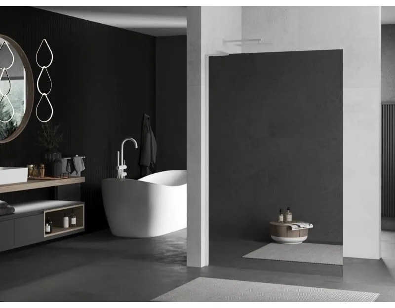 Mexen Kioto L, sprchová zástena Walk-In 70 x 200 cm, 8mm sklo vzor zrkadlo, biely profil, 800-070-103-20-50
