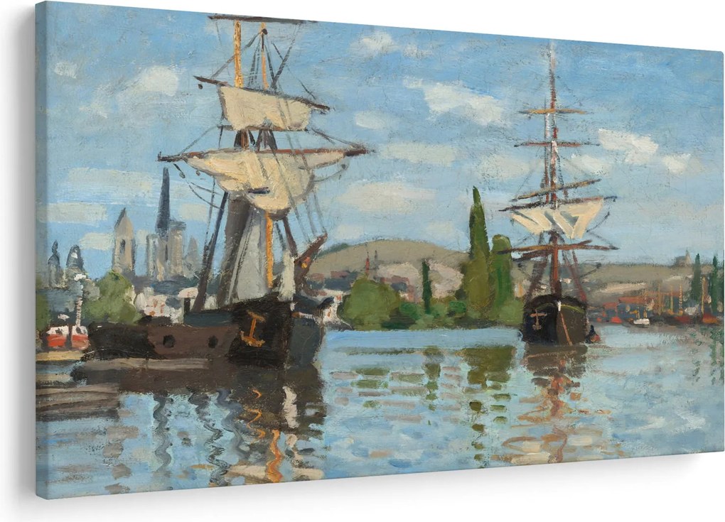 Obraz - Claude Monet, Ships Riding on the Seine at Rouen, reprodukcia (90x60 cm)