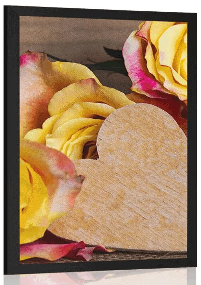 Plagát valentínske žlté ruže - 30x45 silver