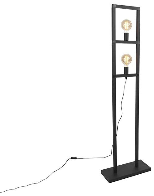 Priemyselná stojaca lampa, 2 svetlá, čierna - Simple Cage 2