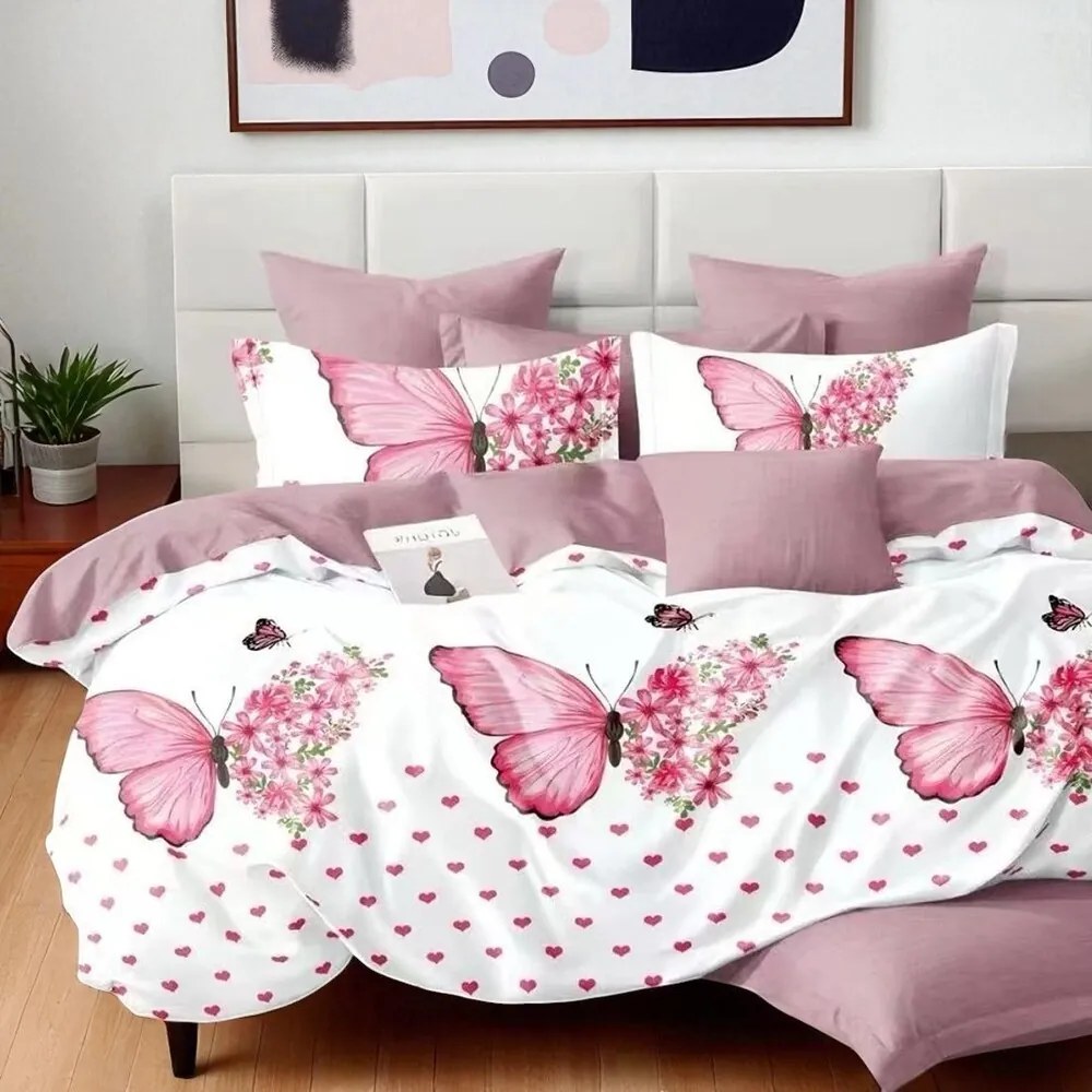 Obliečky GALENA PINK BUTTERFLIES 7-dielna sada 140x200 cm