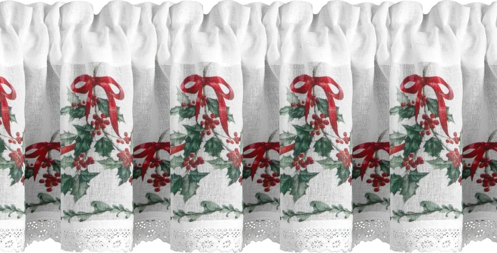 KRÁTKA VIANOČNÁ ZÁCLONA NA PÁSKE XMAS7 150X30 CM VZOROVANÁ