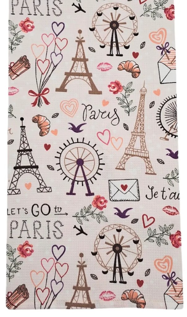 usporadejto.cz 6 ks vaflových kuchynských utierok + úložný box - PARIS