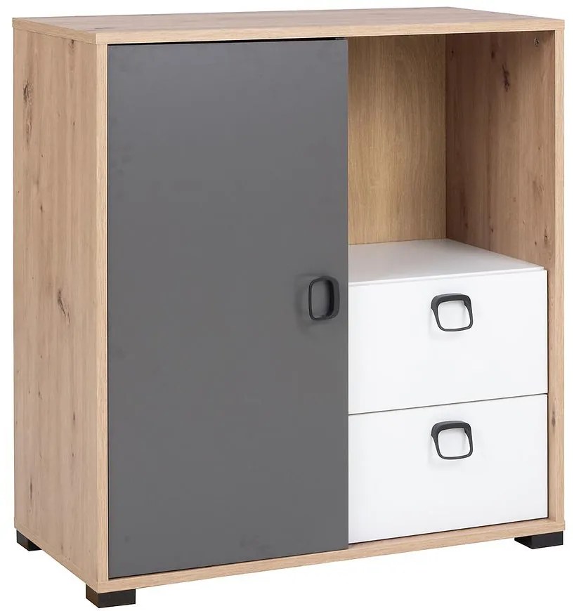 Komoda Kevin 7 artisan/grafit/biela