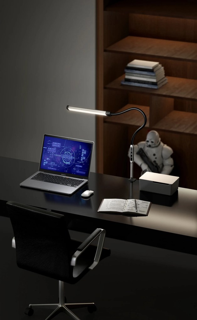 Stolná LED lampa LUCIO, svorka, diaľkový ovládač