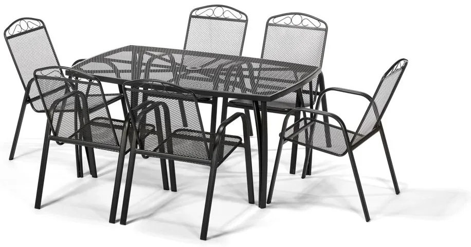 Záhradná kovová zostava Lana + 6x kovová stolička Lana steel