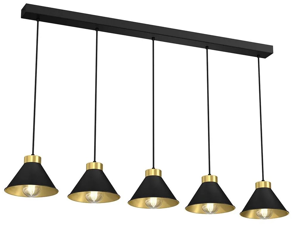 Luster na lanku DEMET 5xE27/60W/230V čierna/zlatá