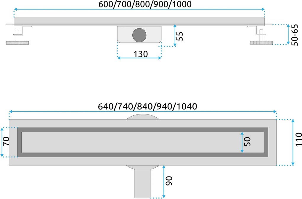 Lineárny odtokový žľab Rea Neox Pro 80 cm zlatý