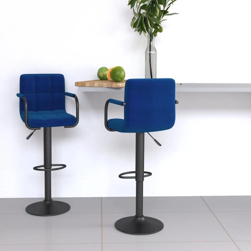 Barové stoličky 2 ks modré látkové