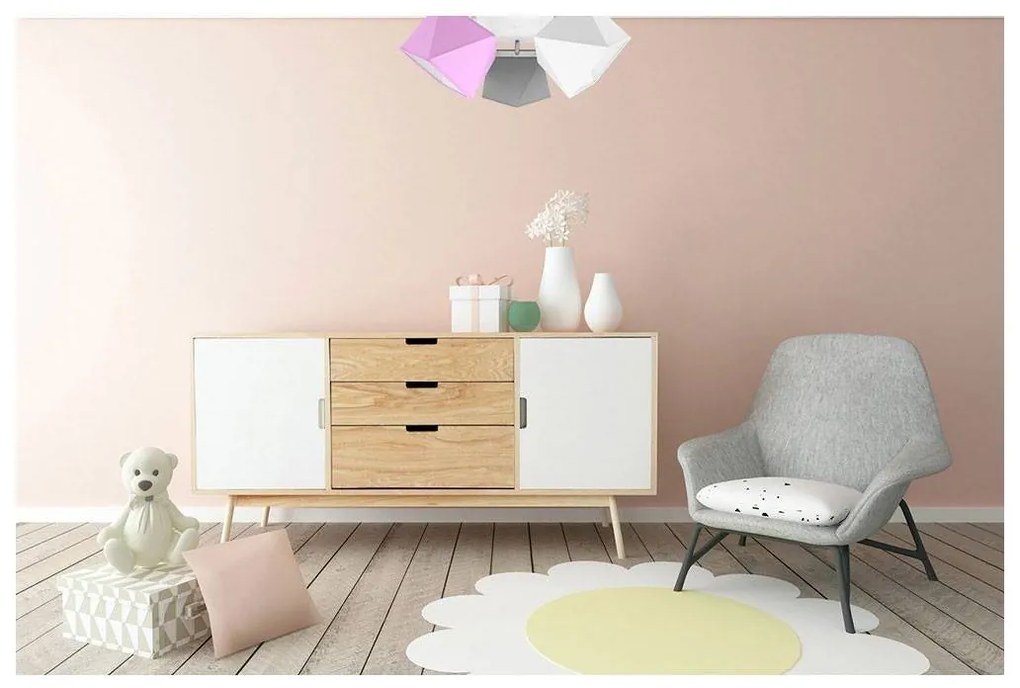 Detské stropné svietidlo Diamond, 3x textilné tienidlo (mix 7 farieb), (výber z 3 farieb konštrukcie - možnosť polohovania), o