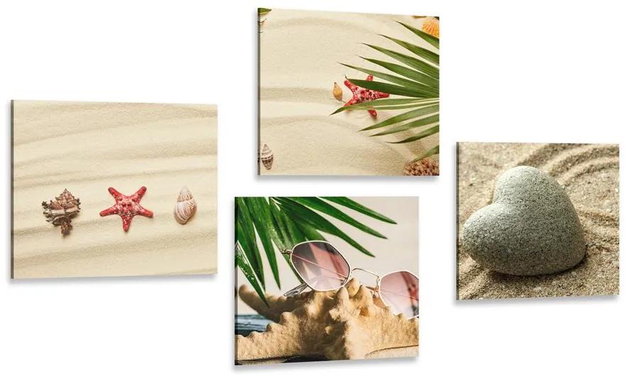 Set obrazov zátišie piesočnatej pláže Varianta: 4x 60x60