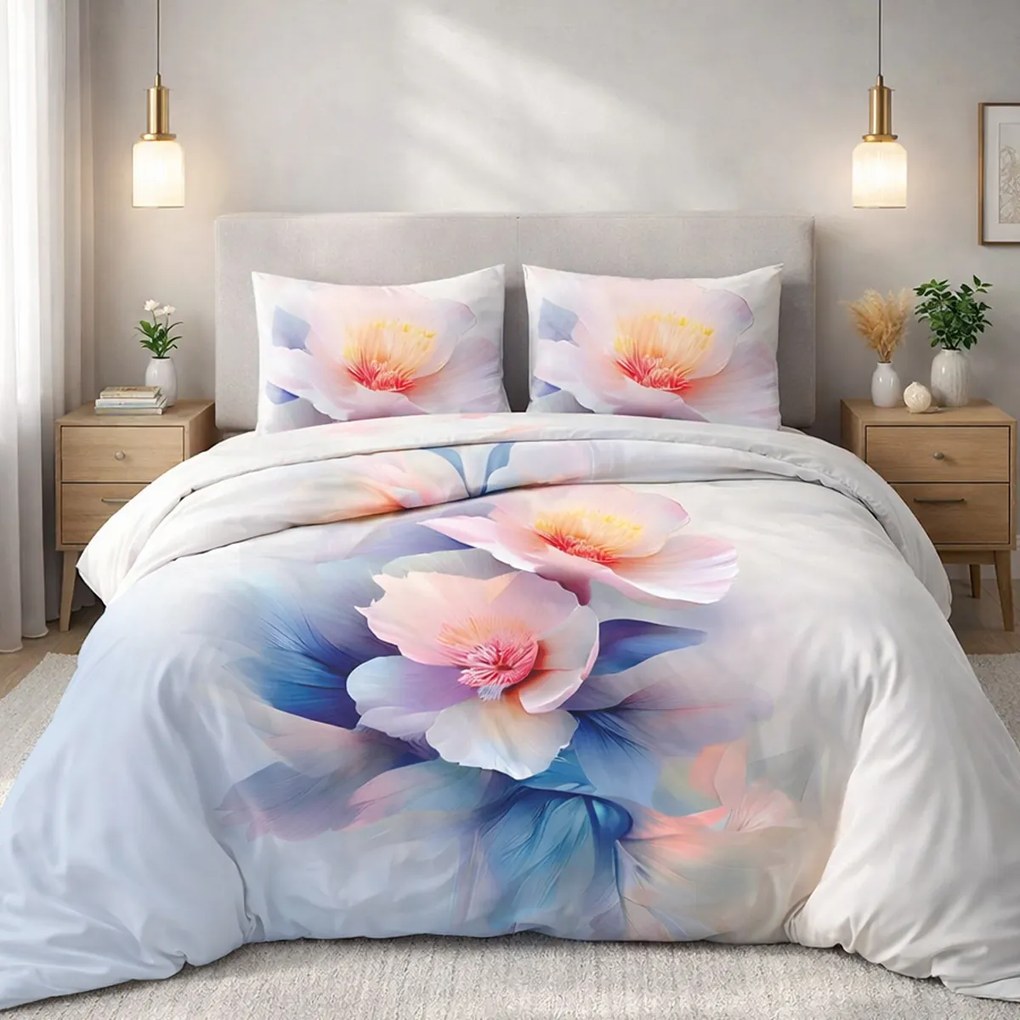 SATÉNOVÉ OBLIEČKY SATYNLOVE PREMIUM 160X200 CM, 2KS 70X80 CM KVETY