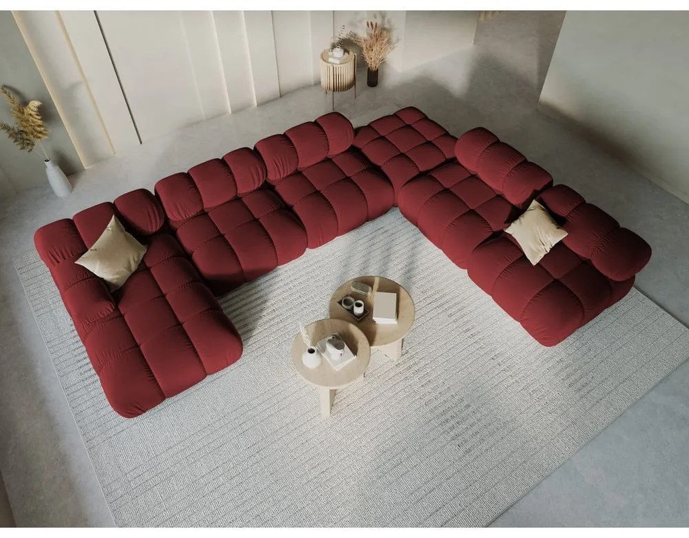 Červená zamatová pohovka 379 cm Bellis – Micadoni Home