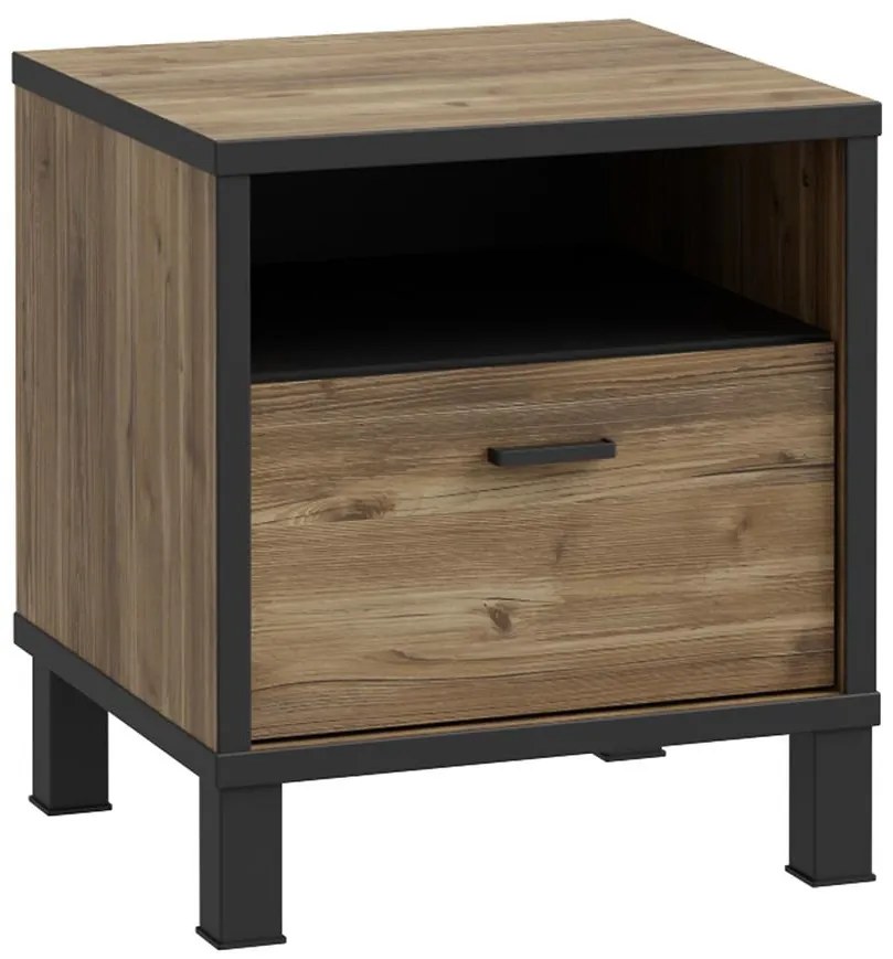 Nočný stolík Haruki HYTK011 alpský smrek/čierna