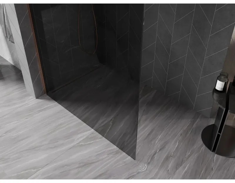 Mexen, Mexen Kioto-X sprchová stena 60 x 200 cm, grafit 10 mm, brúsená meď - 800-060-101-65-40-X