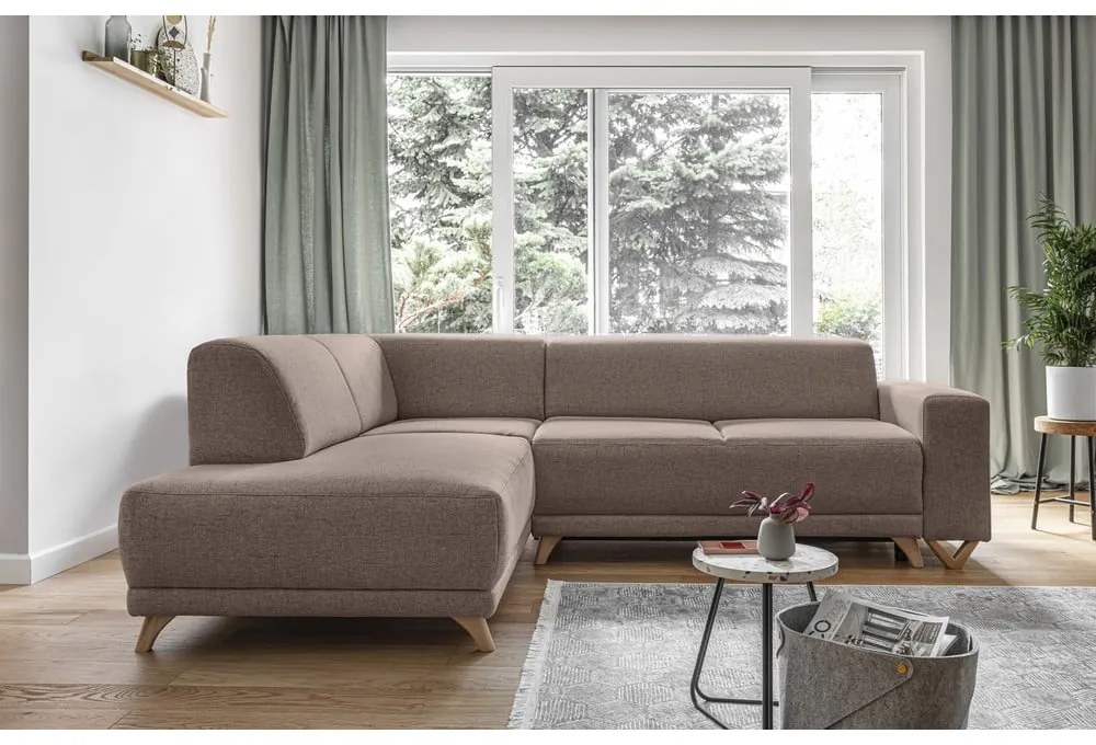 Hnedá rozkladacia/s úložným priestorom rohová pohovka (ľavý roh/do L) Classy Sophie – Miuform