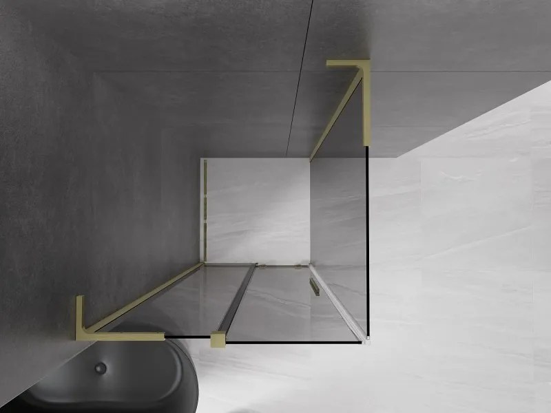 Mexen Velar L, sprchový kút s posuvnými dverami 110 x 110 cm, 8mm šedé sklo, zlatá matná, 871-110-110-43-55