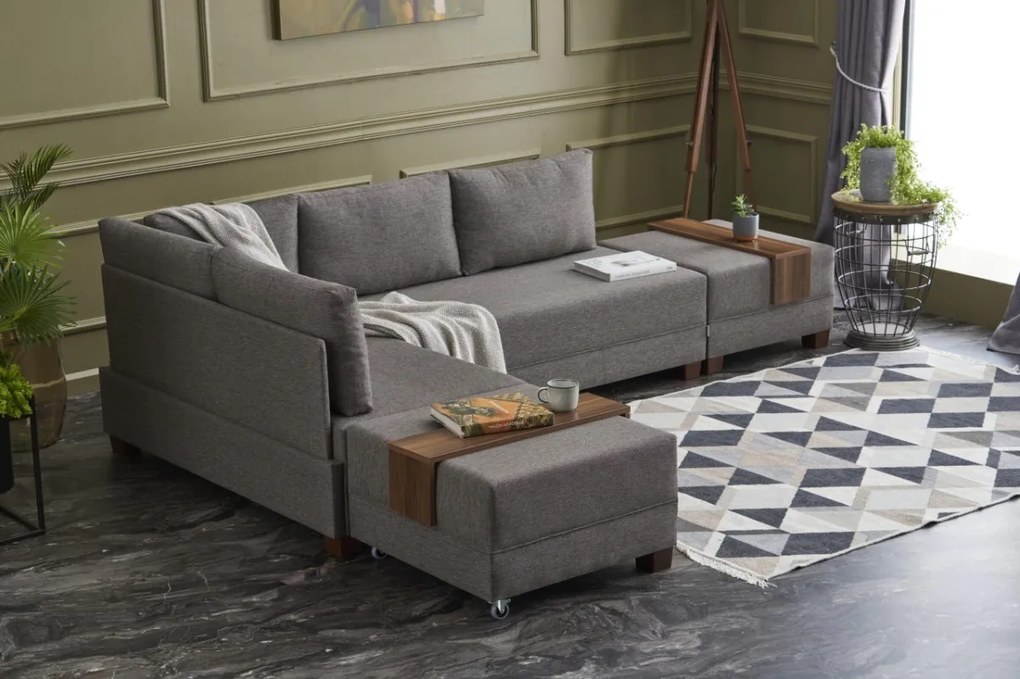 Rohová pohovka Fly hnedá II ľavá