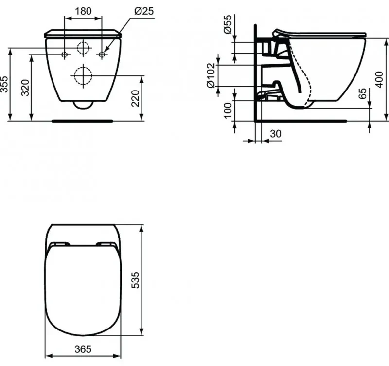 IDEAL STANDARD Závesná WC misa TESI STANDARD
