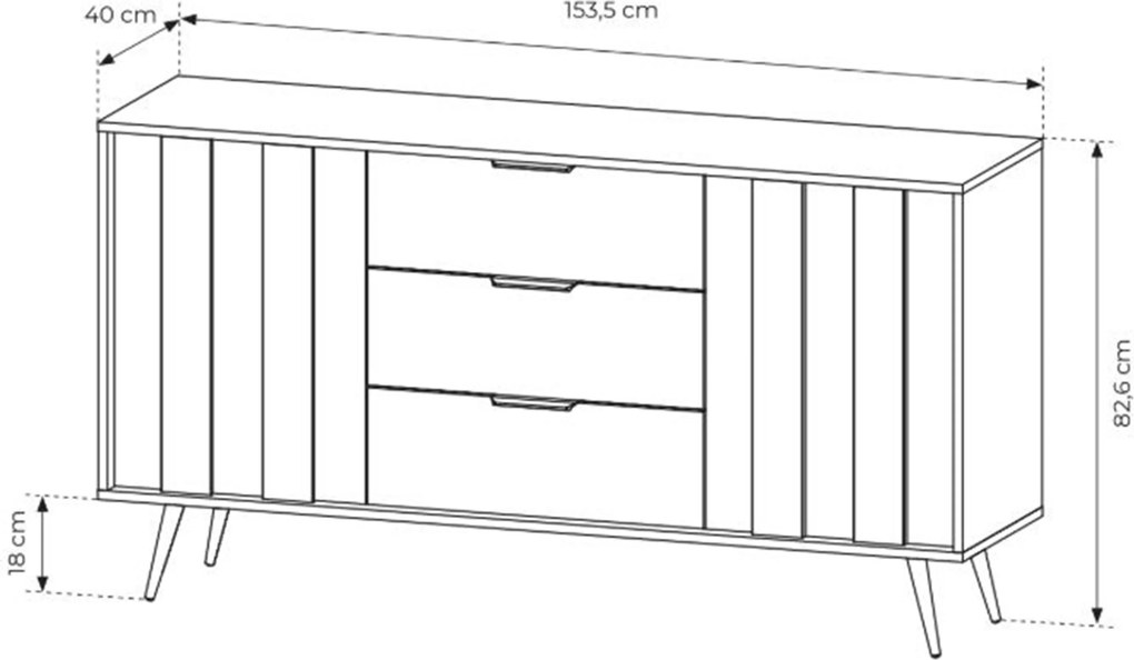 Komoda Flaro 153 cm so zásuvkami - dub dunin