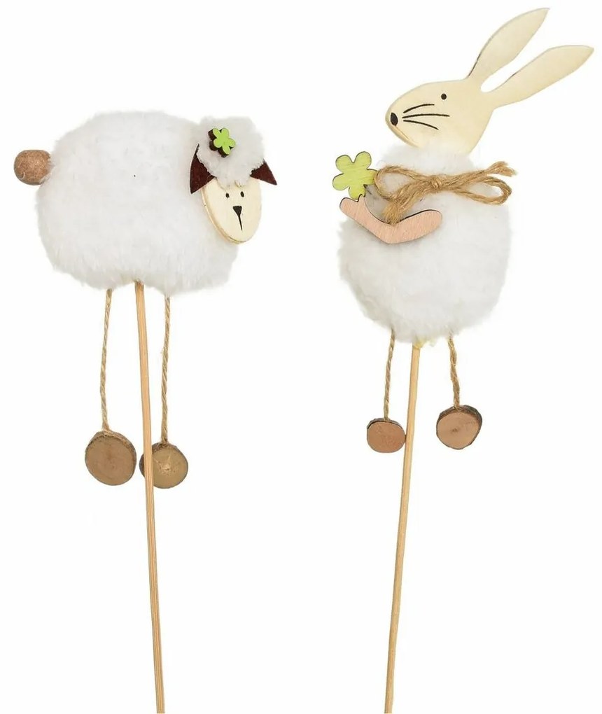 Sada zápichov plyšový zajačik a ovečka, 2 ks, v. 34 cm