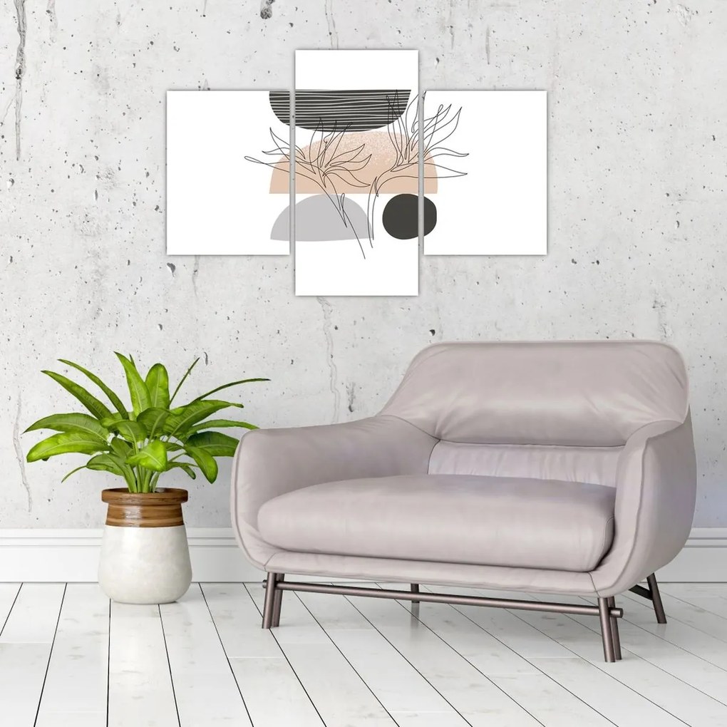 Obraz - Line art kvety N⁰2 (90x60 cm)