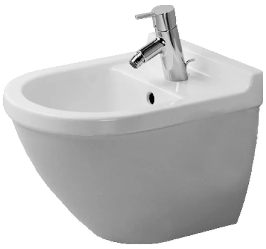 Duravit Starck 3 - Závesný bidet Compact, 1 otvor pre armatúru prepichnutý, 360 x 475 mm, biely 2281150000