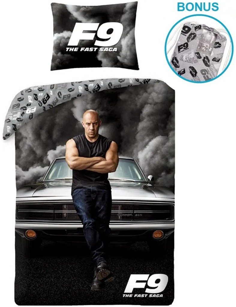 Bavlnené posteľné obliečky Rýchlo a zbesilo F9 - Fast &amp; Furious 9 - 100% bavlna - 70 x 90 cm + 140 x 200 cm