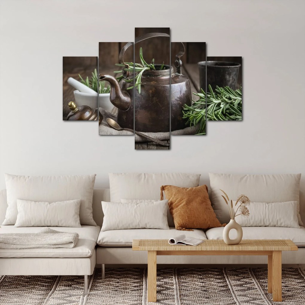 Obraz - Kanvička s rozmarínom (150x105 cm)