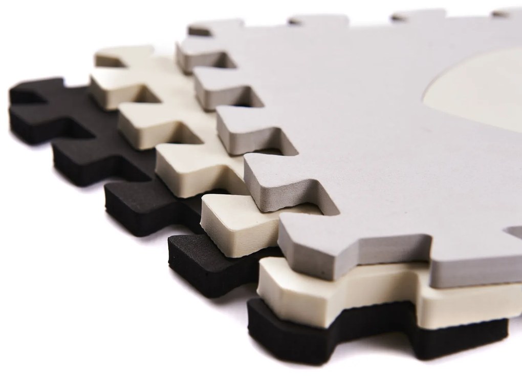 KIK Penová podložka na puzzle / ohrádka pre deti 36el. black-grey-ecru