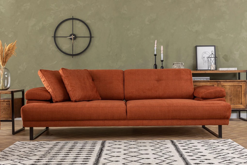 Praktická trojmiestna rozkladacia pohovka Mustang, 239 x 99 cm, oranžová
