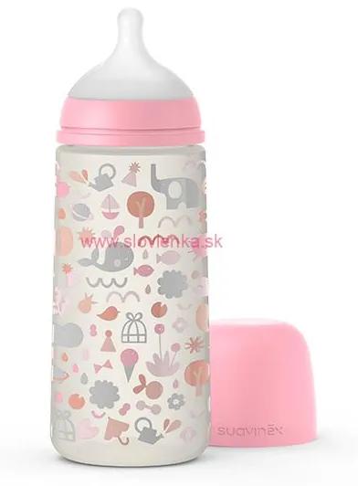 SUAVINEX - dojčenská fľaša 360 ml L memories - ružová