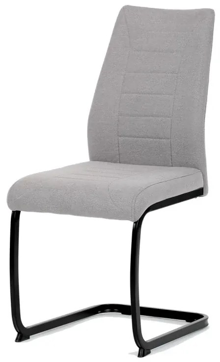Židle jídelní, světle šedá látka, černé kovové nohy