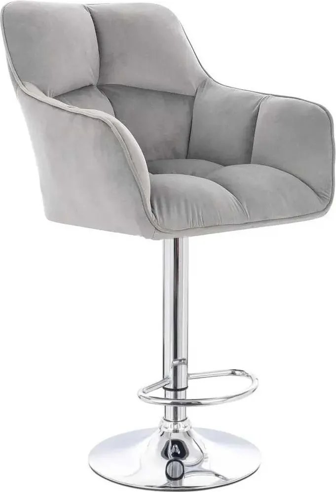 LuxuryForm DESIGN Barová stolička AMALFI VELUR na striebornom tanieri - svetlosivá