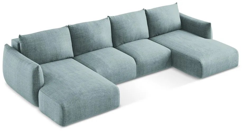 Modrá rozkladacia rohová pohovka (do tvaru "U") Leila – Makamii