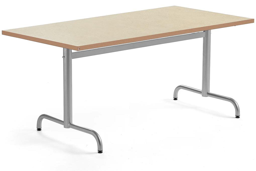 Stôl PLURAL, 1400x800x720 mm, linoleum - béžová, strieborná