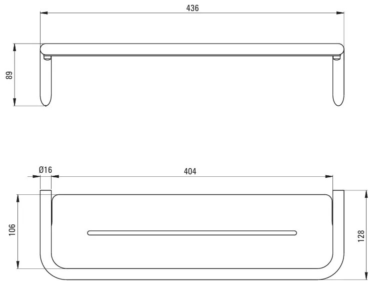 Deante Silia, nástenná polička 436x124x89 mm, biela matná, DEA-ADI_A511