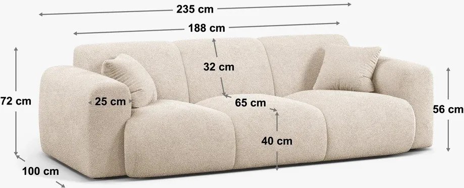 Čierna pohovka z textílie bouclé 235 cm Molino – Micadoni Home