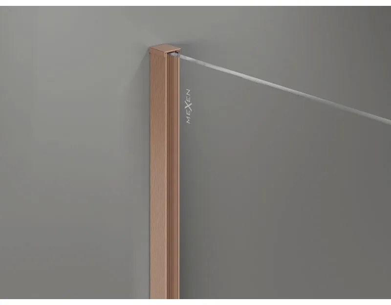Mexen, Mexen Kioto-X sprchová stena 120 x 200 cm, transparentná 10 mm, brúsená meď - 800-120-101-65-00-X