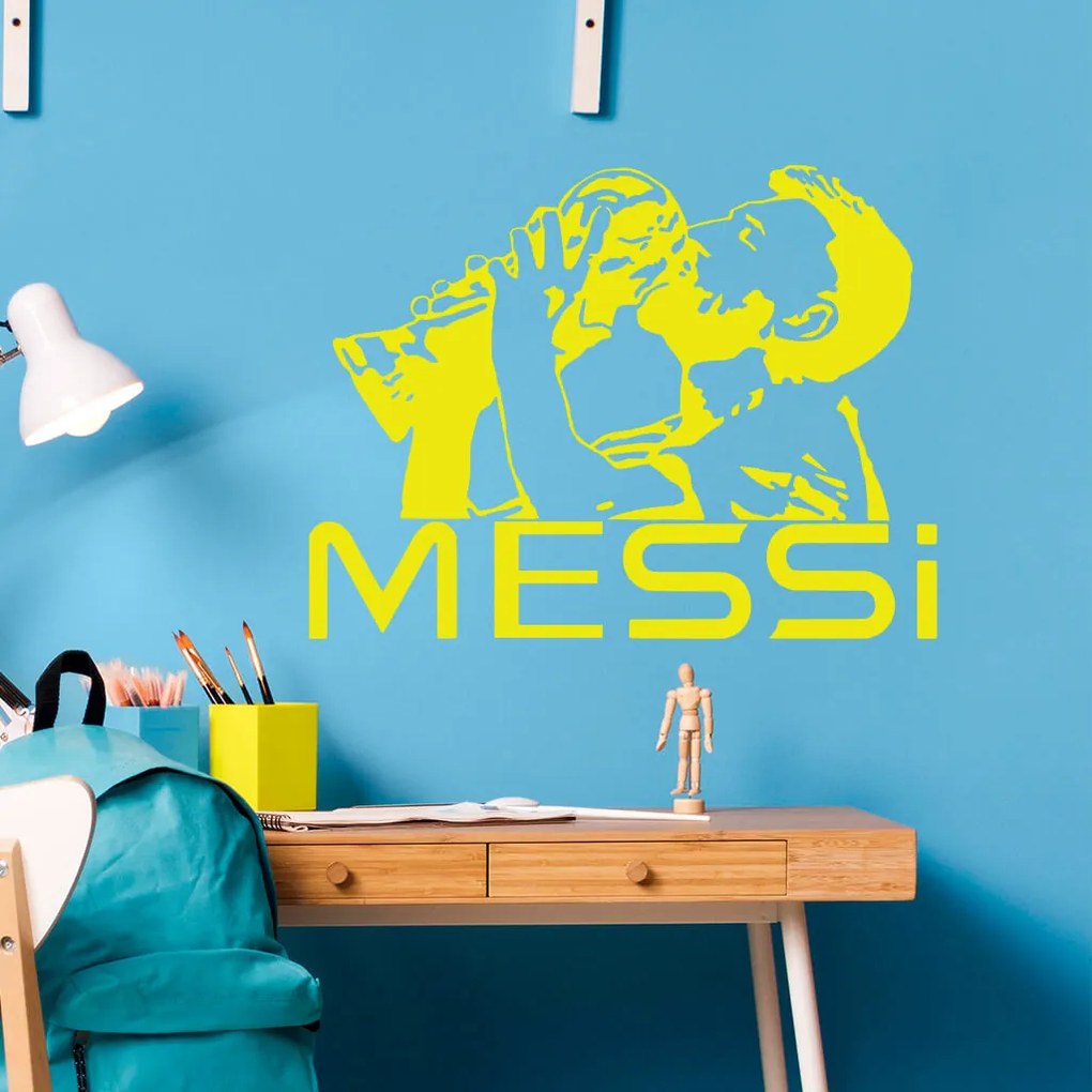 Veselá Stena Samolepka na stenu na stenu Lionel Messi pohár Farba: černá