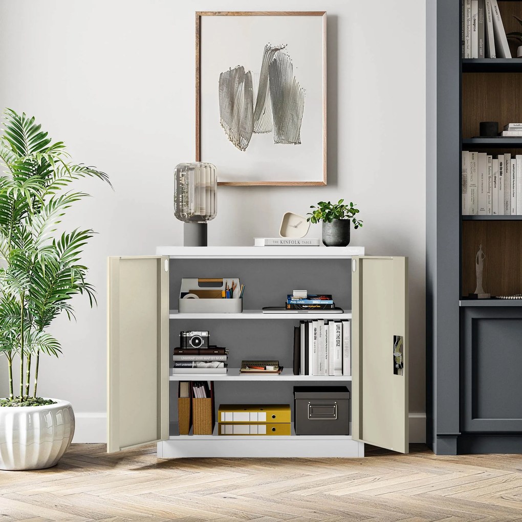 Skrinka na dokumenty, nízka, biela/dub Sonoma, 900x930x400 mm: BEATA Eco Design