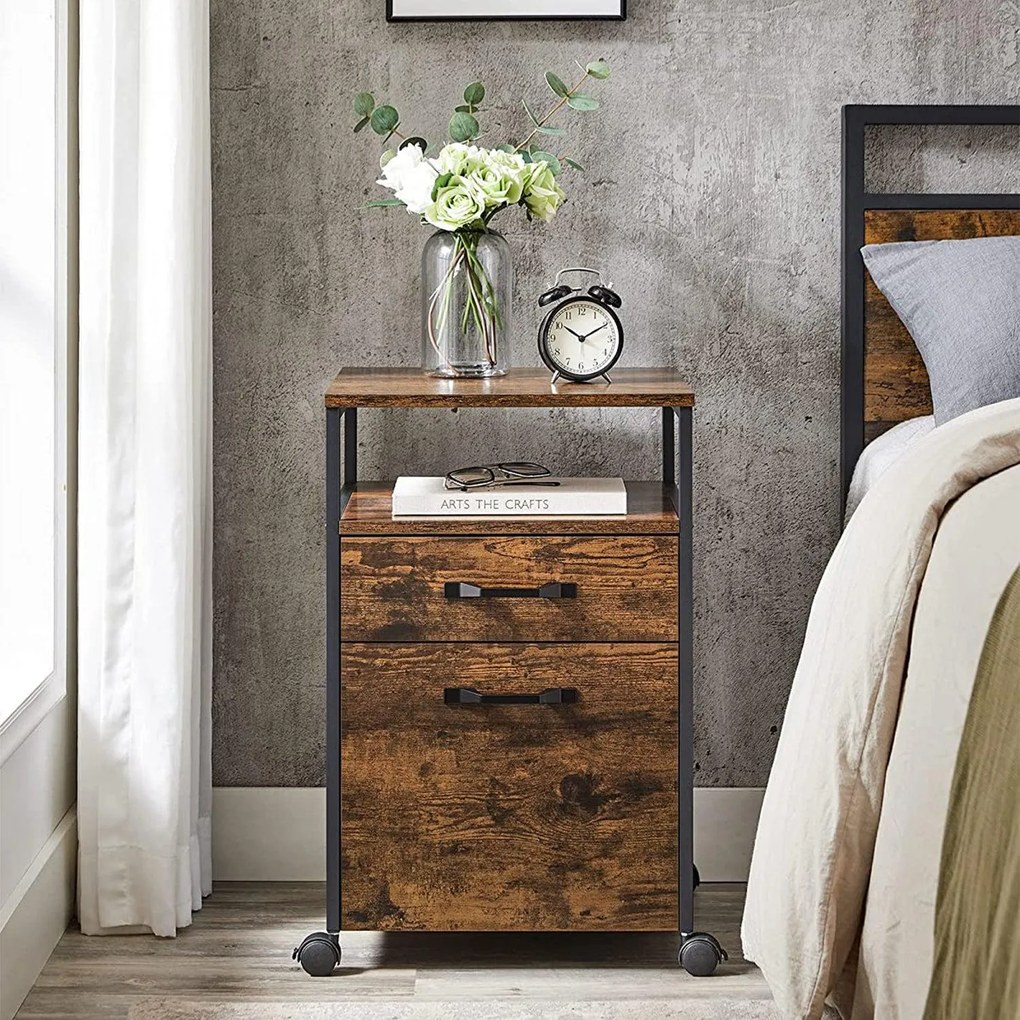 Kartotéka s 2 zásuvkami, rustikálna hnedá a čierna