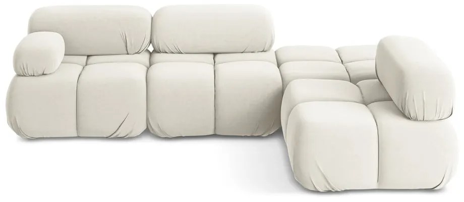 Biela zamatová modulárna rohová pohovka (pravý roh) Lokua – Makamii