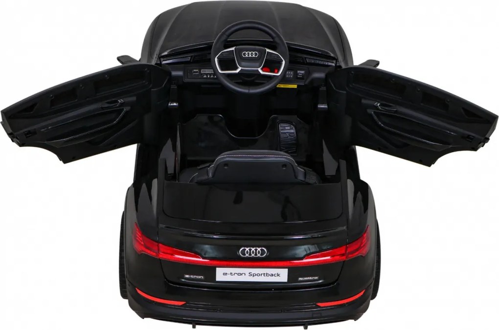 Ramiz Audi E-Tron Sportback pre deti čierne + na diaľkové ovládanie + pohon 4x4 + pomalý štart + rádio MP3 + LED