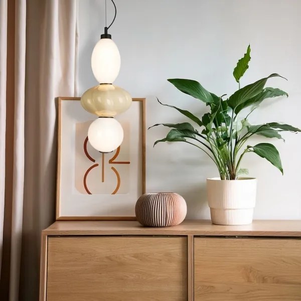 LED Luster na lanku ASCOLI LED/18W/230V pr. 20 cm béžová