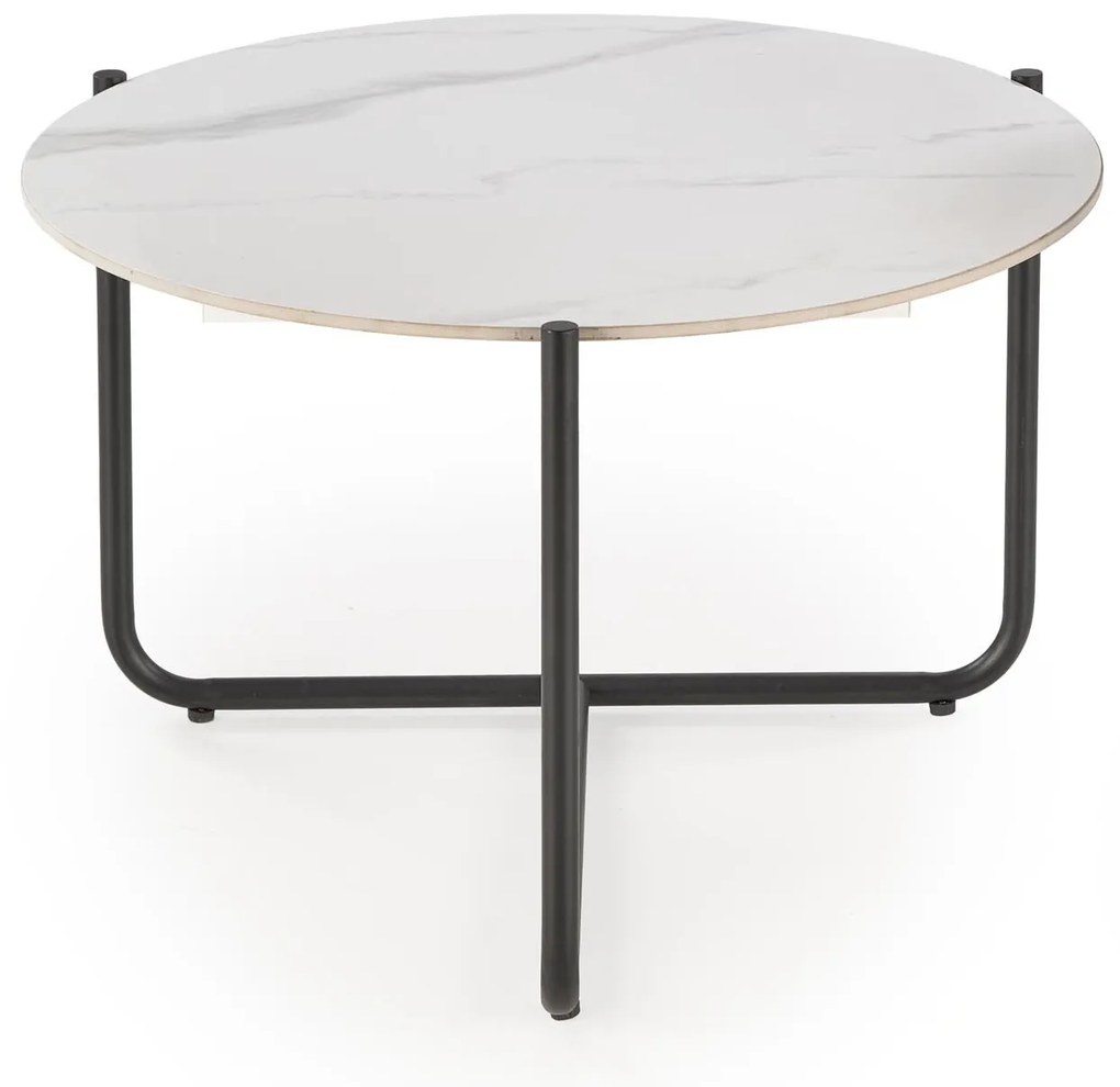Konferenční stolek Acuna 60 cm bílý mramor/černý