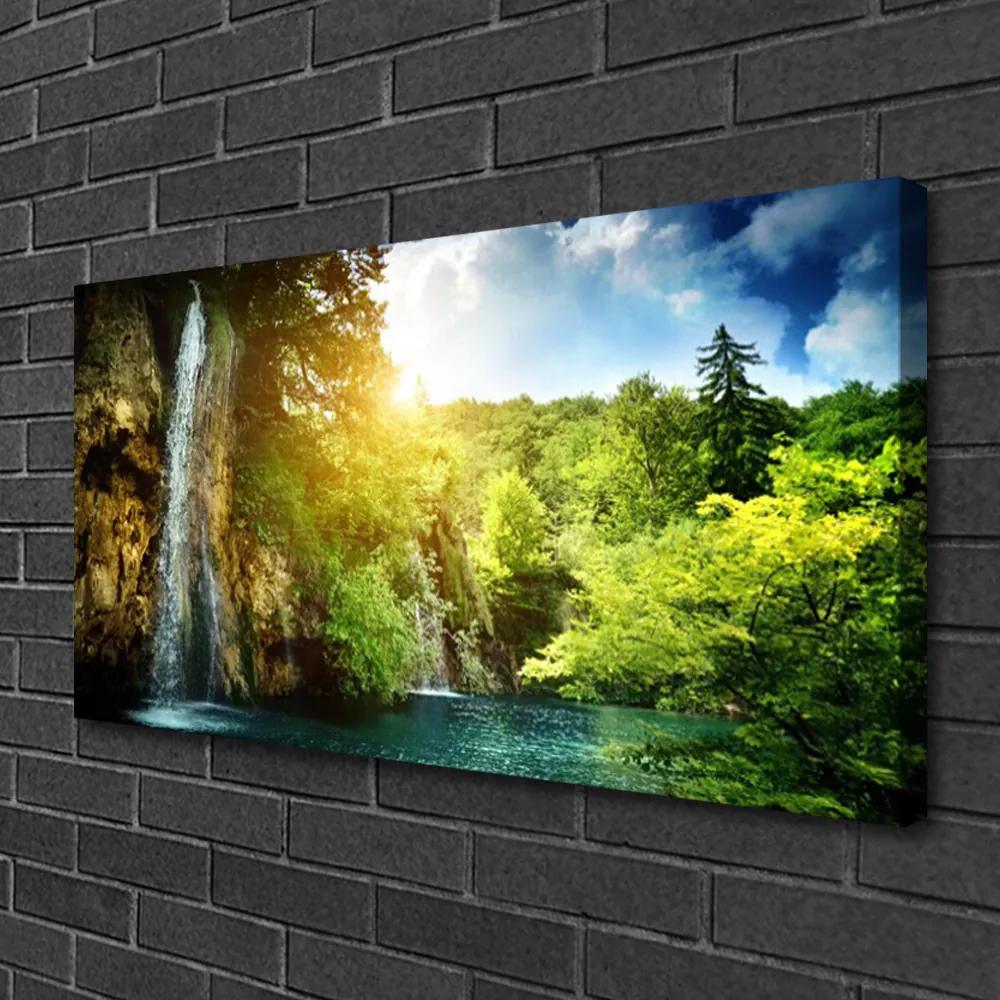 Obraz na plátne Vodopád stromy príroda 125x50 cm