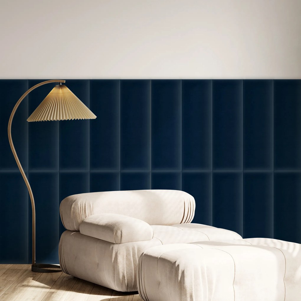 Zamatový čalúnený panel - Obdĺžnik - 90x30cm Farba: Námornícka modrá