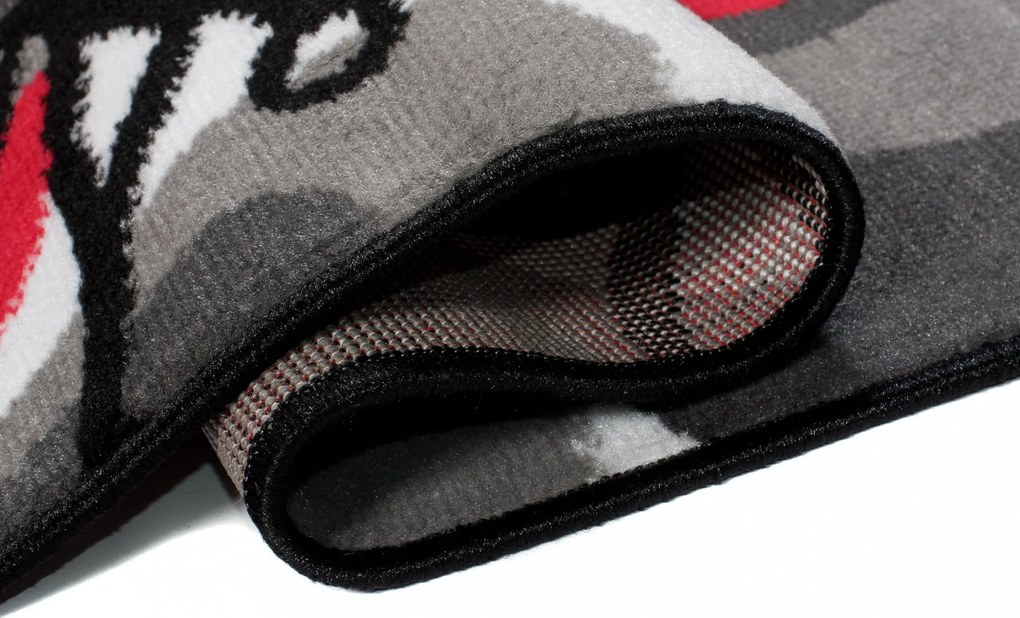 Kusový koberec MAYA Flowers - červený/sivý